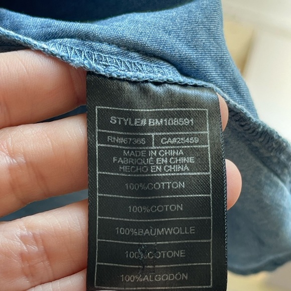 BB Dakota Blue Chambray My Way Mini Dress 100% Cotton Embroidered Collar Sz S - Picture 8 of 8